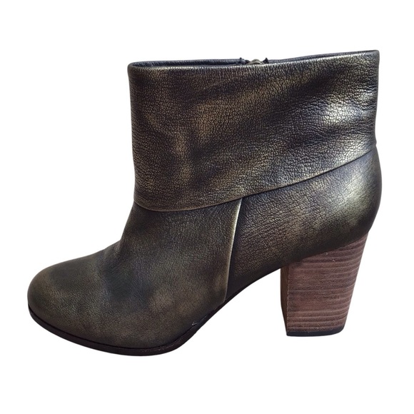 Cole Haan Cassidy Leather Bootie Bronze Metallic Ankle Boots - Picture 4 of 10